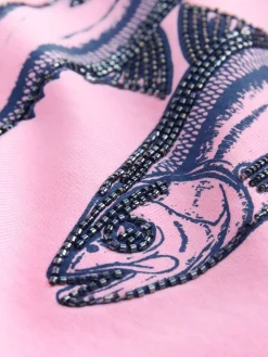 Next Pink Graphic Beaded Fish Graphic Sweatshirt Discount