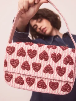 Next Pink Heart Beaded Shoulder Bag Sale