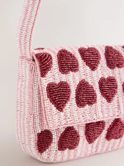 Next Pink Heart Beaded Shoulder Bag Sale