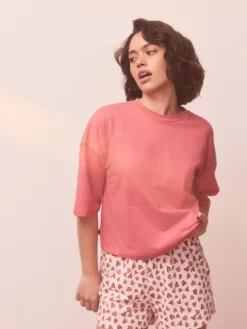 Next Cotton Short Set Pyjamas Pink Heart Outlet