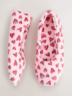 Next Pink Hearts Ballet Slippers Hot