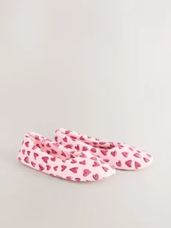 Next Pink Hearts Ballet Slippers Hot