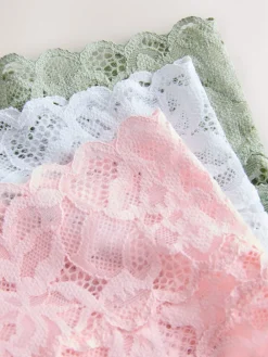 Next High Waist High Leg All Over Lace Knickers 3 Pack Pink Outlet