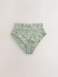 Next High Waist High Leg All Over Lace Knickers 3 Pack Pink Outlet