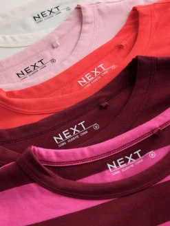 Next Long Sleeve Crew Neck T-Shirts 5 Pack Pink New