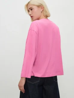 Next Pink Long Sleeve Heavyweight Crew Neck T-Shirt Outlet