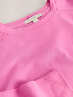 Next Pink Long Sleeve Heavyweight Crew Neck T-Shirt Outlet