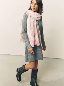 Next Pink Marble Foil Lightweight Scarf Online