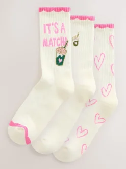 Next Pink Matcha Cushion Sole Sports Ankle Socks 3 Pack Online