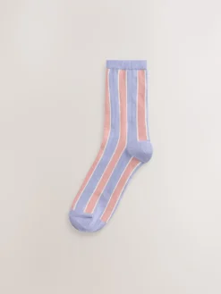 Next Pink Multi Stripe Ankle Socks 4 Pack New