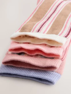 Next Pink Multi Stripe Ankle Socks 4 Pack New