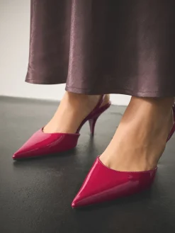 Next Forever Comfort® Pointed Toe Curvy Slingback Heels Pink Patent Online