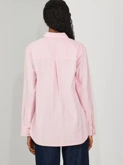 Next Relaxed 100% Cotton Button Down Casual Long Sleeve Shirt Pink Discount