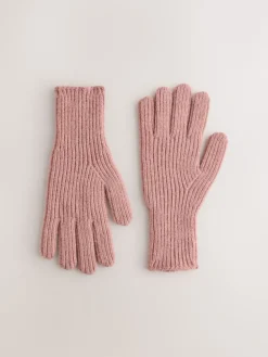 Next Rib Knit Gloves Pink Discount