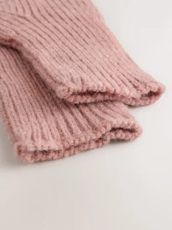 Next Rib Knit Gloves Pink Discount