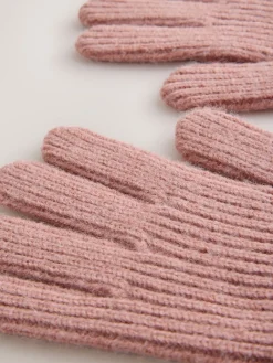 Next Rib Knit Gloves Pink Discount