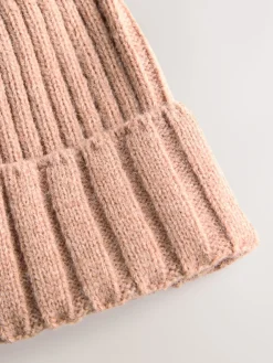 Next Pink Rib Knit Pom Hat Clearance