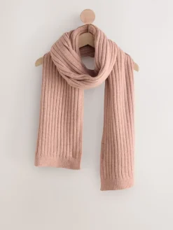 Next Ribbed Knit Scarf Pink Outlet