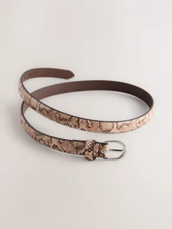 Next Pink Snake Print Skinny PU Belt New