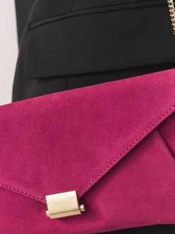 Next Pink Suede Clutch Bag Outlet