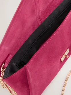 Next Pink Suede Clutch Bag Outlet