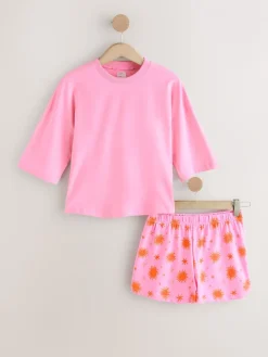 Next Cotton Short Set Pyjamas Pink Sun Outlet