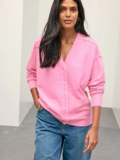 Next Pink Supersoft V-Neck Cardigan With Pockets Best