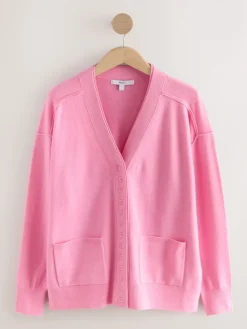 Next Pink Supersoft V-Neck Cardigan With Pockets Best