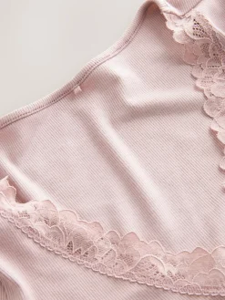 Next Thermal Base Layer Lace Trim Bodysuit Pink Sale