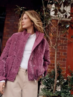 Next Velvet Quilted Jacket Pink Outlet