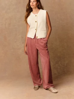 Next Pink Wide Leg Soft Cord Trousers Sale