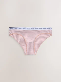 Next Bikini Cotton Logo Knickers 4 Pack Pink/Blue Stripe Online