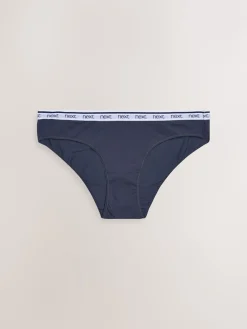 Next Bikini Cotton Logo Knickers 4 Pack Pink/Blue Stripe Online