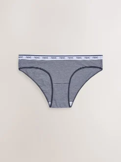 Next Bikini Cotton Logo Knickers 4 Pack Pink/Blue Stripe Online