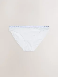 Next Pink/Blue Stripe High Leg Cotton Logo Knickers 4 Pack Sale