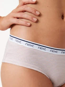Next Short Cotton Logo Knickers 4 Pack Pink/Blue Stripe Discount