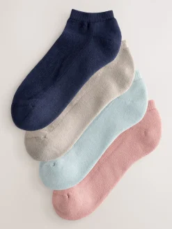 Next Cushion Sole Trainer Socks 4 Pack Pink/Blue/Neutral New
