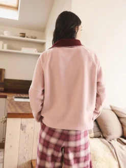 Next Half Zip Graphic Fleece Pink/Burgundy Red Discount