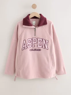 Next Half Zip Graphic Fleece Pink/Burgundy Red Discount