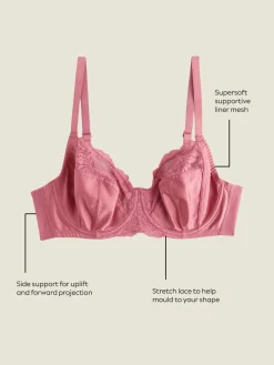 Next DD+ Non Pad Full Cup Bras 3 Pack Pink/Cream/Green Floral Sale