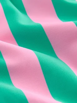 Next Pink/Green Stripe Beaded Embellished Tummy Control Scoop Swimsuit