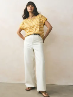 Next Cap Sleeve T-Shirts 5 Pack Pink/Green/White/Yellow Stripe/ Palm Print Sale