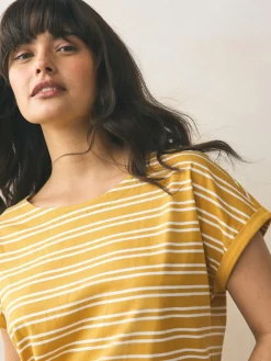 Next Cap Sleeve T-Shirts 5 Pack Pink/Green/White/Yellow Stripe/ Palm Print Sale