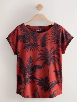 Next Cap Sleeve T-Shirts 5 Pack Pink/Green/White/Yellow Stripe/ Palm Print Sale