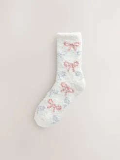 Next Cosy Ankle Socks 4 Pack Pink/Grey Bows Hot