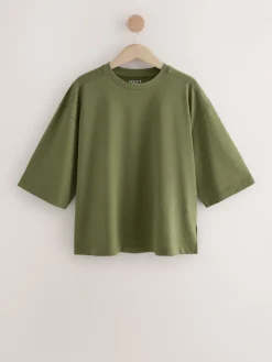 Next Elbow Length Crew Neck 100% Cotton T-Shirts 3 Pack Pink/Khaki/Stripe Discount