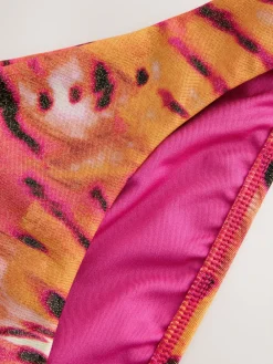 Next Pink/Orange Metallic High Leg Print Bikini Bottoms