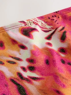 Next Pink/Orange Metallic High Leg Print Bikini Bottoms