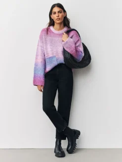 Next Boucle Crew Neck Jumper With Wool Pink/Purple Spacedye Outlet