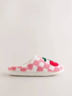 Next Pink/Red Check Cherry Mule Slippers Online